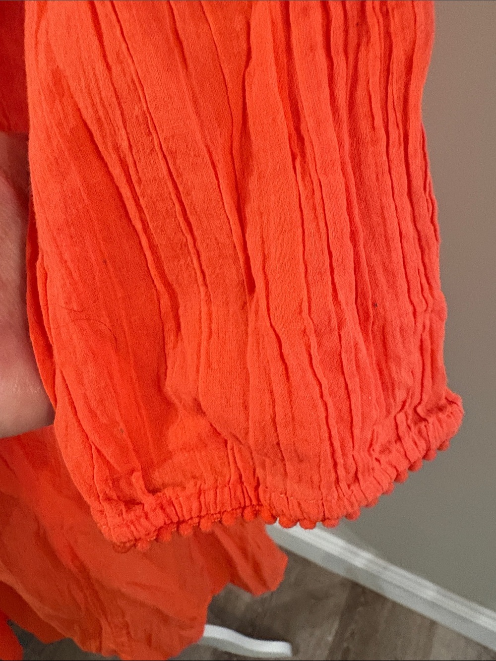 Athleta Med Bright Orange Gauzy Smocked-Waist Mini Sundress Scoop Neck BOHO - Picture 4 of 9